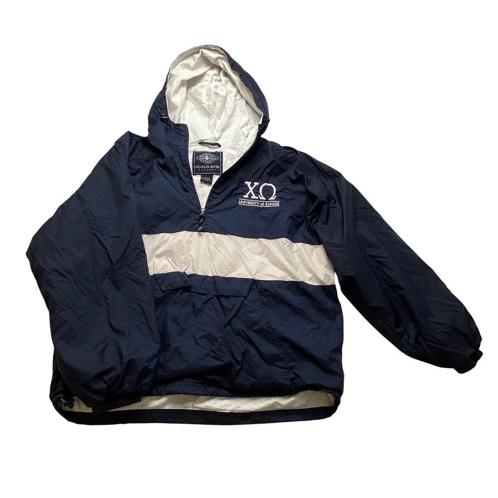 Charles River Mens University of Illinois Chi Omega Windbreaker Navy Medium